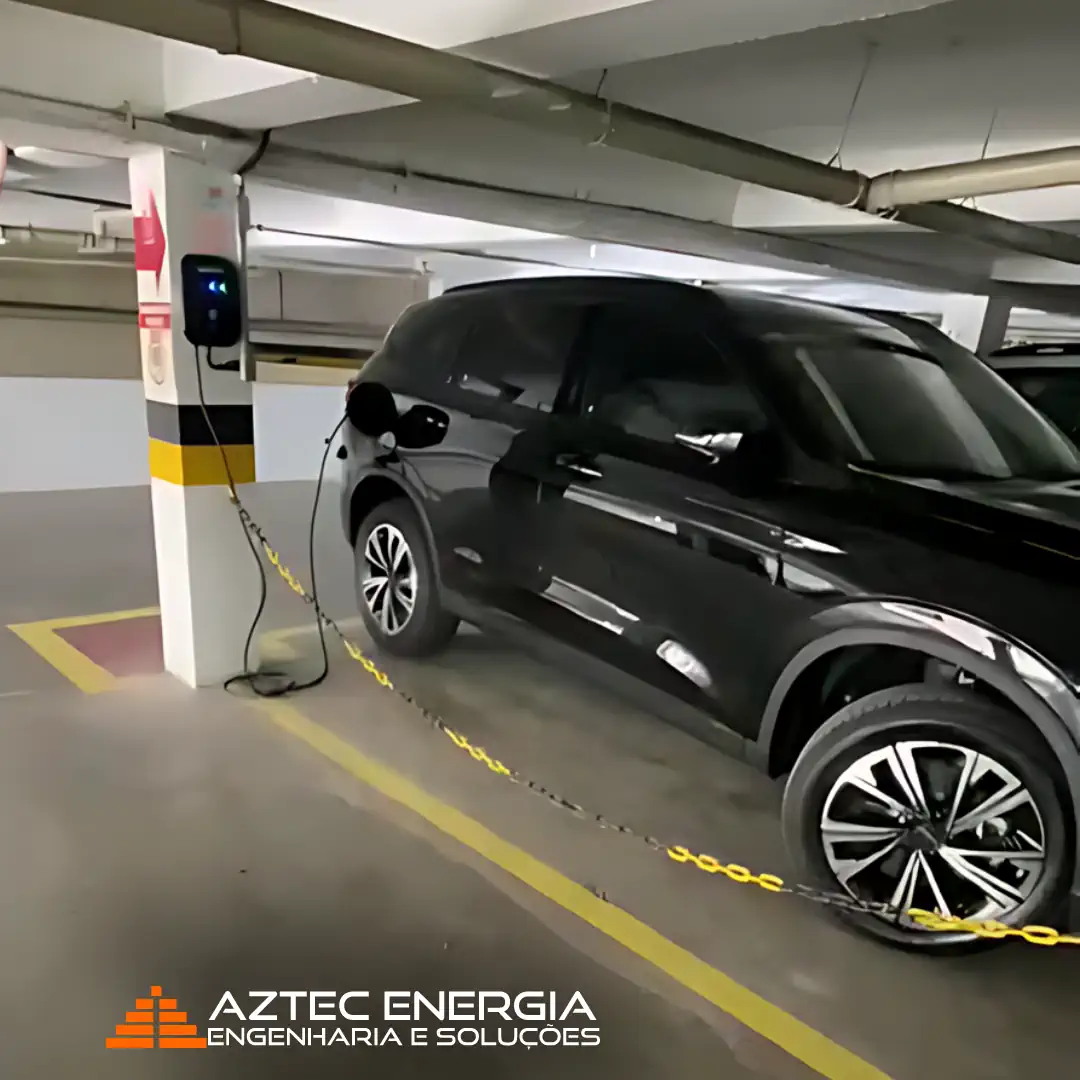 Ponto de recarga em estacionamento de uso compartilhado